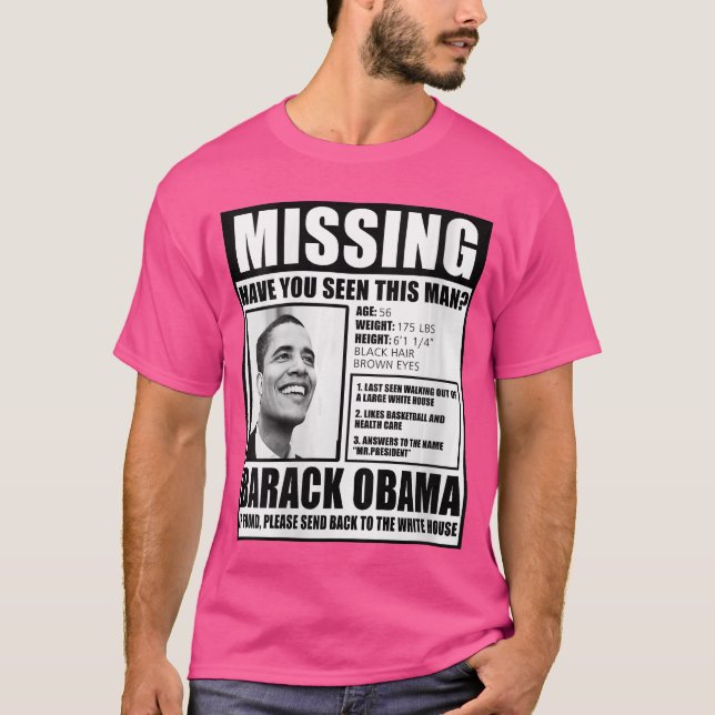 Womens Funny Missing Barack Obama Liberal Poster V T-Shirt (Front)