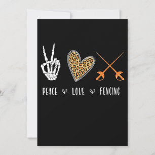Womens Funny Peace Love Fencing Apparel Gift For Holiday Card
