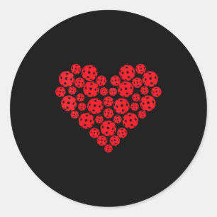 Womens funny pickleball love heart shape valentine classic round sticker