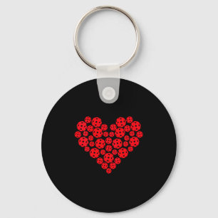 Womens Funny Pickleball Love Heart Shape Valentine Keychain