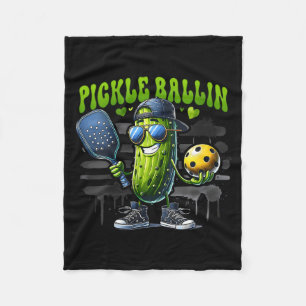 Women's funny pickleball player paddleball pickle fleece blanket