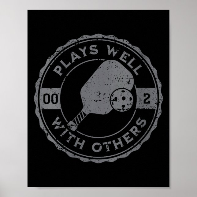 Women's funny pickleball plays with others poster (Front)