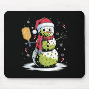 Womens Funny Pickleball Snowman Santa Hat Xmas Coo Mouse Pad