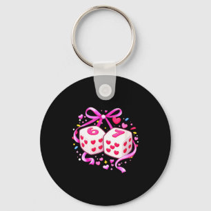 Women's Funny Preppy 67 Valentine Six Seven Dice 6 Keychain
