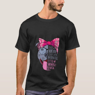 Womens Funny Red Bow Pitbull Gifts To The Moon Bac T-Shirt