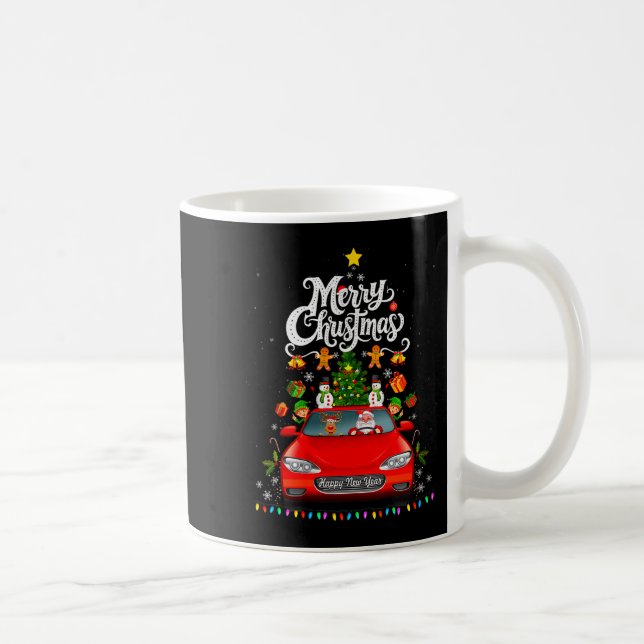 Womens Funny Santa Driving Wagon Red Truck Christm Coffee Mug (Right)