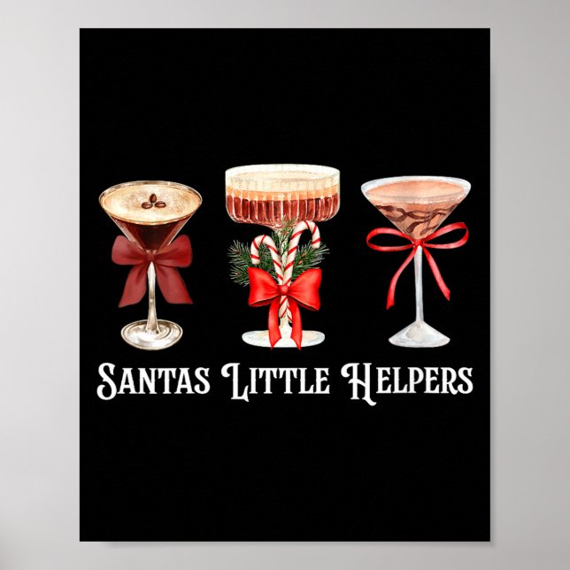 Womens Funny Santa's Little Helper Martini Tail Me Poster (Front)