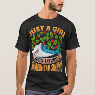 Womens Funny Shark Lover Just A Girl Who Loves Ham T-Shirt