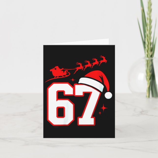 Womens Funny Six Seven 67 Meme 6 7 Elf Santa Chris Card (Front)