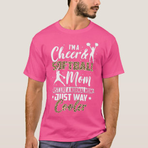 Womens Funny Softball Cheer Mom Leopard Pattern Mo T-Shirt