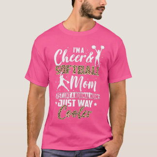 Womens Funny Softball Cheer Mom Leopard Pattern Mo T-Shirt