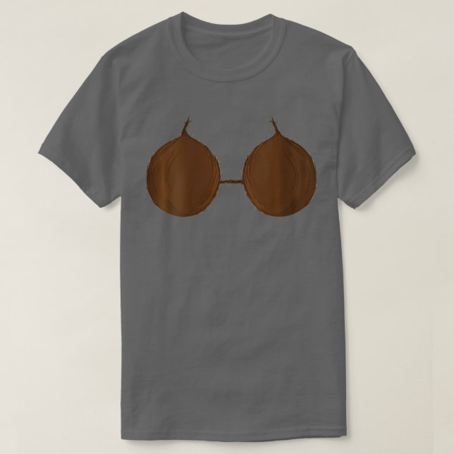 Womens Funny Summer Hawaiian Coconut Bra Adult Hal T-Shirt (Design Front)