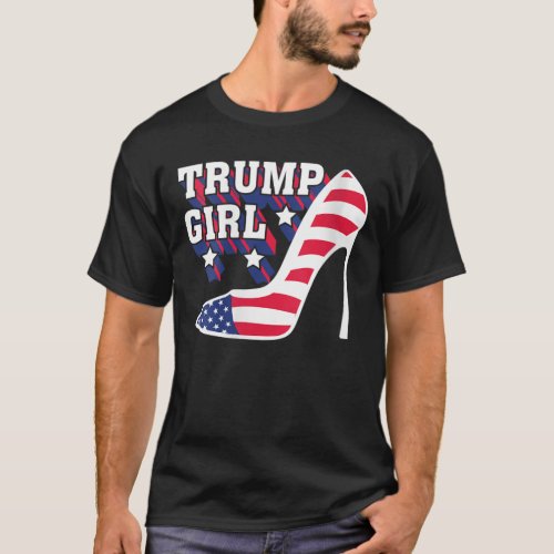 Womens Funny Trump Girl Gift  Cute High Heel Ameri T_Shirt