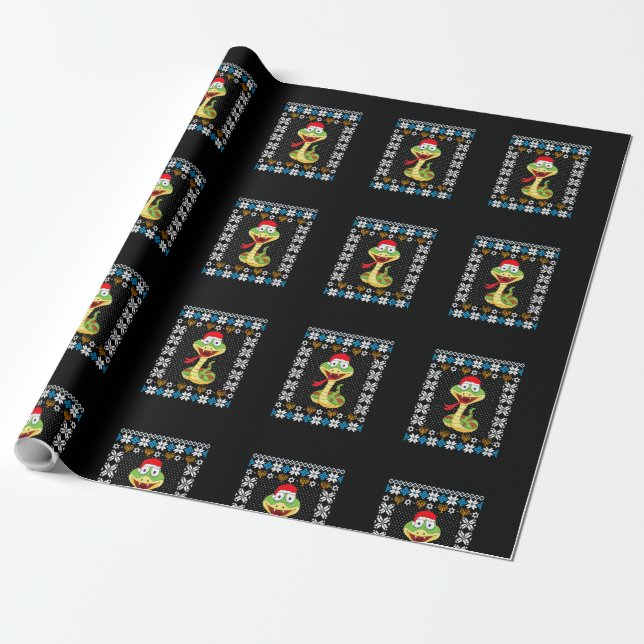 Womens Funny UGLY Hanukkah Christmas Pajama Snake Wrapping Paper (Unrolled)