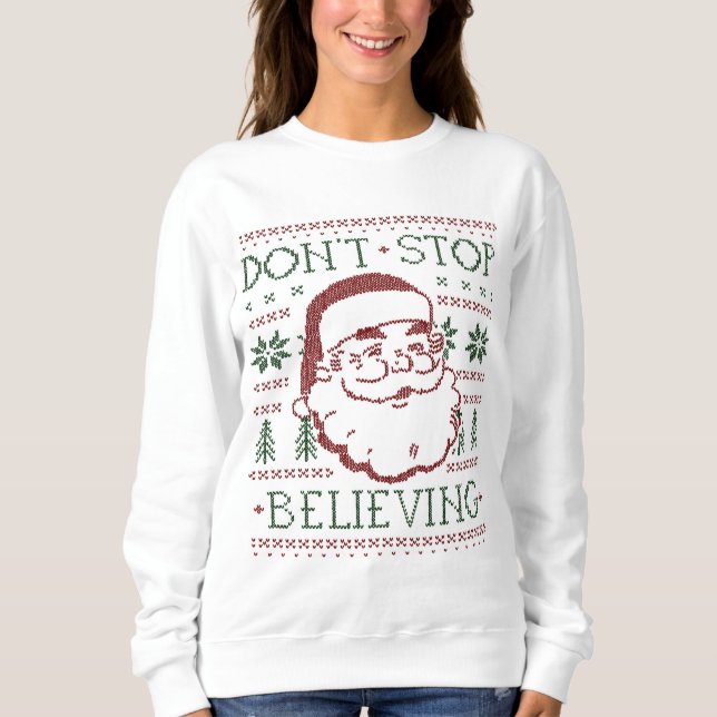 Womens Funny Ugly Santa Christmas Sweater (Front)