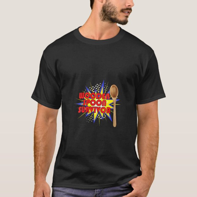 Womens Funny Wooden Spoon Survivor Mother's Day T-Shirt (Front)