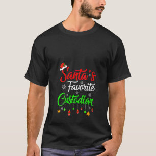 Womens Funny Xmas Santa's Favorite Custodian Chris T-Shirt