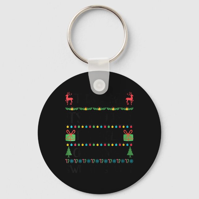 Womens Funny Xmas Too Hot Ugly Christmas Sweaters  Keychain (Front)