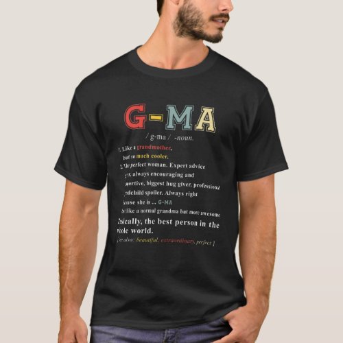 Womens G_Ma Funny Grandmother Definition Mothers T_Shirt