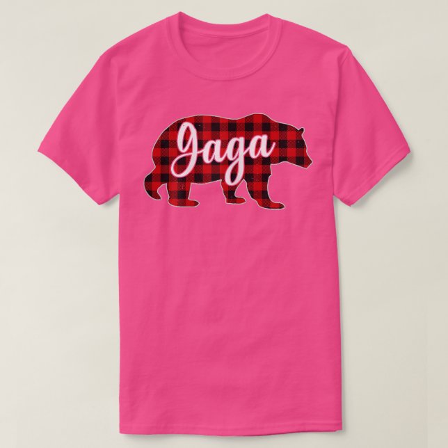 Womens Gaga Bear Shirt Christmas Red Plaid Family  (Design Front)