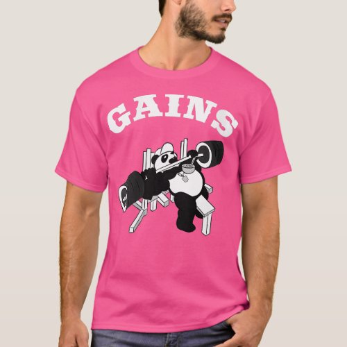 Womens Gains Panda Weightlifting Bodybuilding Gym  T_Shirt