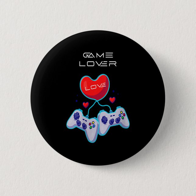 Womens Gamer Couple Love Gamepad Heart Humor Theme Button (Front)
