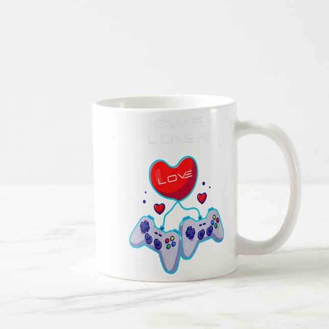 Womens Gamer Couple Love Gamepad Heart Humor Theme Coffee Mug (Right)
