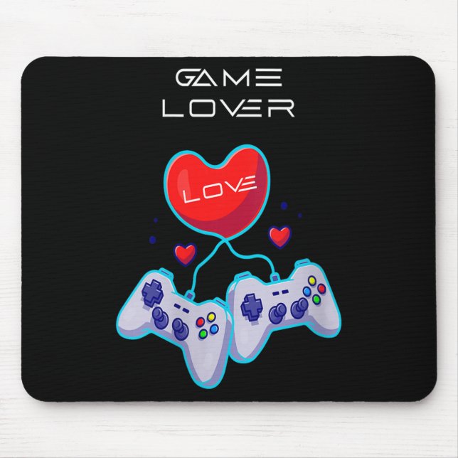 Womens Gamer Couple Love Gamepad Heart Humor Theme Mouse Pad (Front)