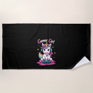Womens Gamer Girl Gamer, Unicorn, Colorful Tank To Beach Towel