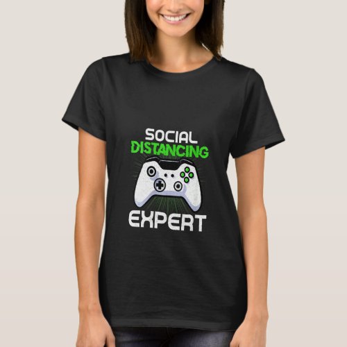 Womens Gaming Vintage Social Distancing Expert Vid T_Shirt