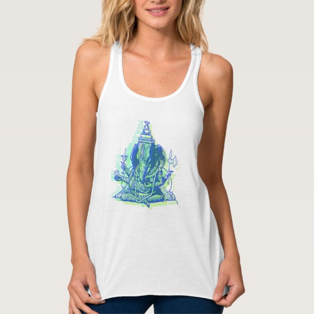 Women's Ganesha Flowy Racerback Tank Top (Front)