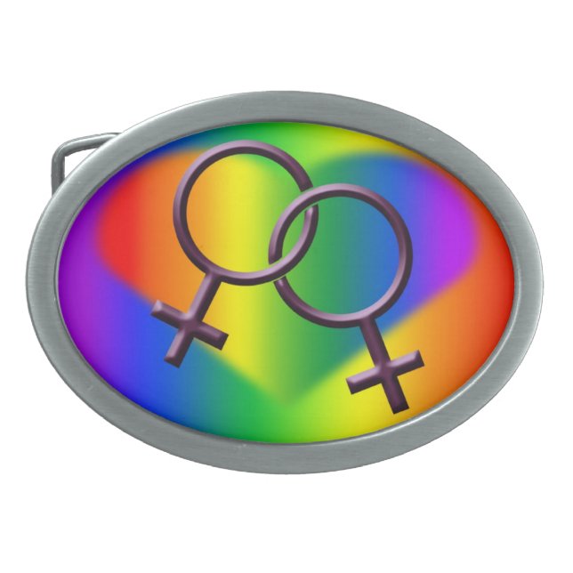 Women's Gay Pride Belt Buckle Rainbow Love Gifts (Front)