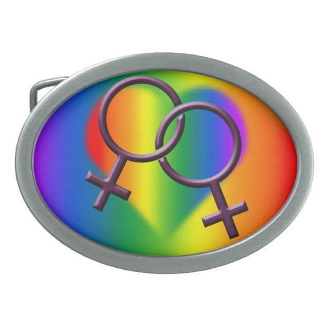 Women's Gay Pride Belt Buckle Rainbow Love Gifts (Front)