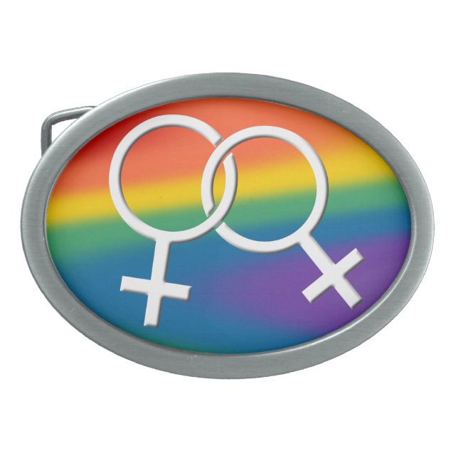 Women's Gay Pride Belt Buckle Same-Sex Love Gifts (Front)