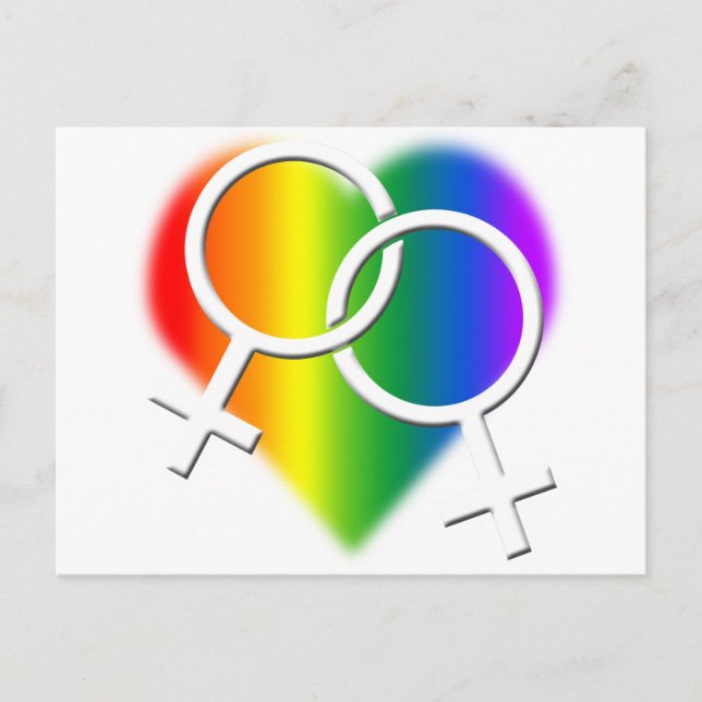 Women's Gay Pride Postcards Rainbow Love Cards (Front)