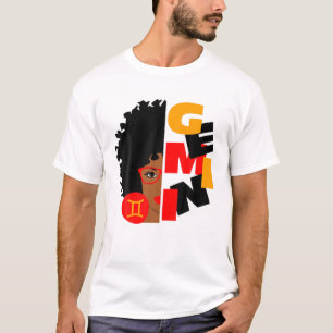 Womens Gemini Girl Africa Girl Zodiac Signs Birthd T-Shirt