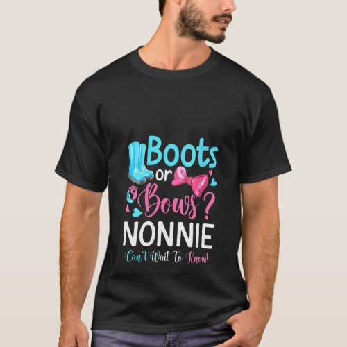 Womens Gender Reveal Boots Or Bows Nonnie Matching T_Shirt