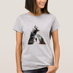 Women's Geometric Mountain Deer Wilderness T-Shirt