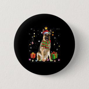 Womens German Shepherd Dog Tree Christmas Sweater  Button
