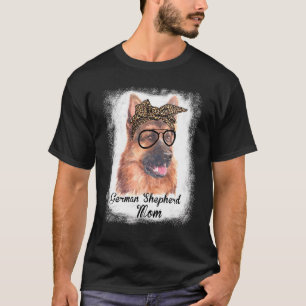 Womens German Shepherd Mom Leopard Bleached Dog Pe T-Shirt