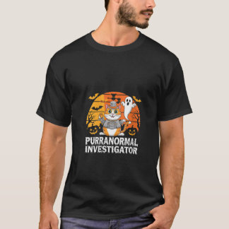 Womens Ghost Hunting Researcher Cat Spirit Purrano T-Shirt