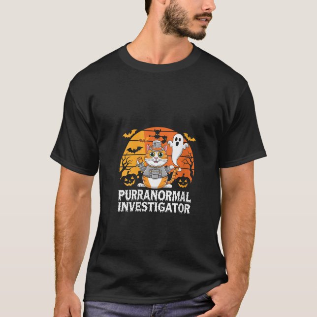 Womens Ghost Hunting Researcher Cat Spirit Purrano T-Shirt (Front)