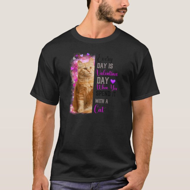 Womens Ginger Cat Mom Valentines Day Cat Mama Moth T-Shirt (Front)