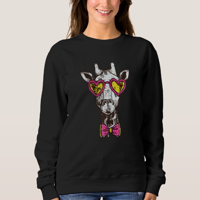 Womens Giraffe Graphic Cute Giraffe Cool Animal 3 Sweatshirt (Front)