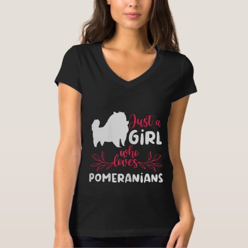 Womens girl who loves pomeranian pommy pom  T_Shirt