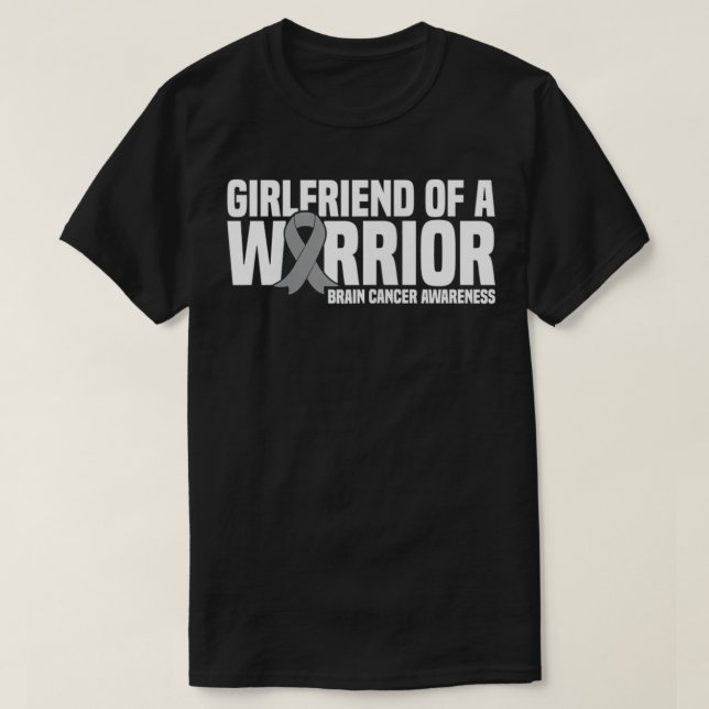 Womens Girlfriend of a Warrior Grey Ribbon Brain C T-Shirt (Design Front)