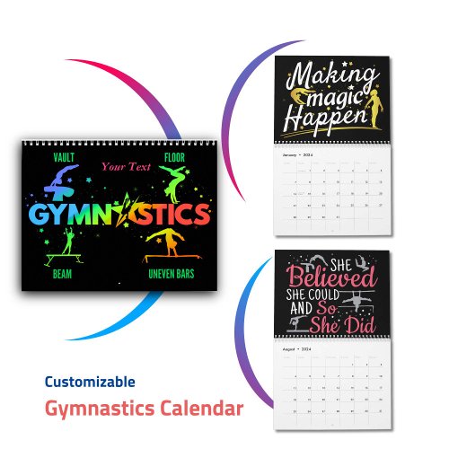 Womens Girls Gymnastics Motivational Gymnast 2024 Calendar