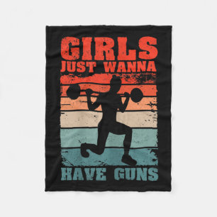 Womens Girls Just W Have Guns Funny Workout Girl G Fleece Blanket
