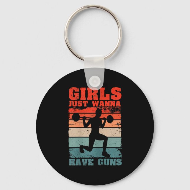Womens Girls Just W Have Guns Funny Workout Girl G Keychain (Front)