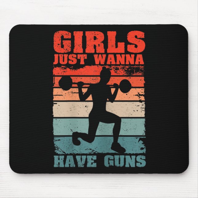 Womens Girls Just W Have Guns Funny Workout Girl G Mouse Pad (Front)